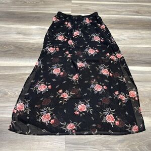 H&M Black Dress with Pink Floral Pattern size 8